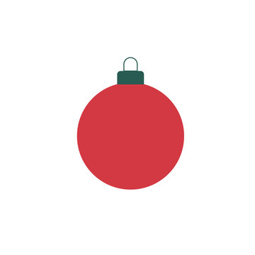 Red Christmas Tree Bauble Flat Vector Icon Isolated For Web And Mobile.X Mas Tree Decoration,ornament Icon.