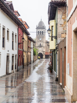 Historical center in Luanco, Asturias, Spain