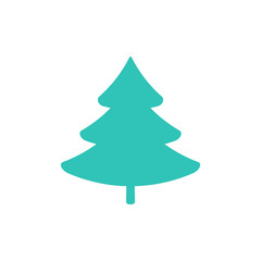 Green Christmas tree flat vector icon isolated on a white background for projects, greeting cards, backgrounds.