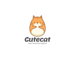 Cute vector cat cartoon logo template