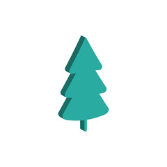 3 d green Christmas tree vector icon for projects, greeting cards, backgrounds.