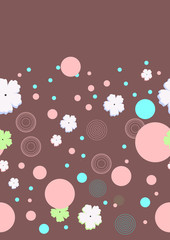 Vintage  pattern with flowers and concentric circles