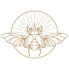 Scarab Logo. Scarabeus Insect Logo. Vector drawing icon of Egyptian scarab beetle