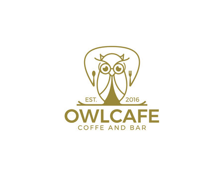 Owl bird cafe logo design