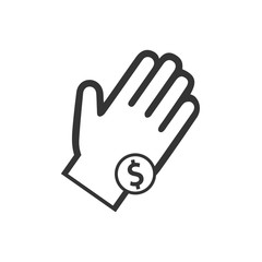 Hand Receive Money Icon Vector Illustration. Dollar Sign Flat Design