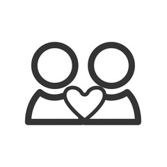 Loving couple icon thin line for web and mobile, modern minimalistic flat design. Vector dark grey icon on light grey background