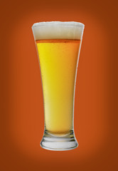 Beer in a glass goblet isolated on white background.