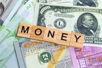 word text money on the money banknotes background
