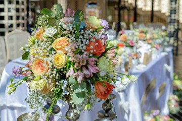 Wedding table decorated with flowers 5