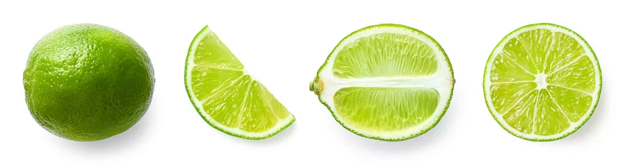 Deurstickers Fresh whole, half and sliced lime fruit © baibaz
