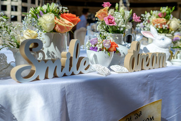 Wedding table decorated with flowers 6
