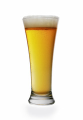 Beer in a glass goblet isolated on white background.