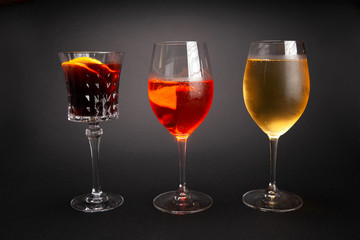 glass of wine in the studio on a gray background