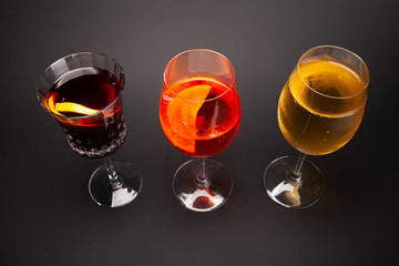 glass of wine in the studio on a gray background