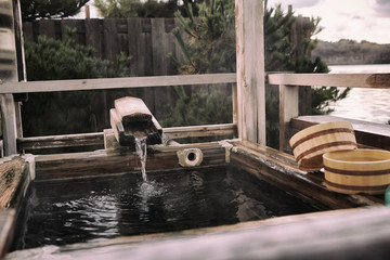 Japanese open air hot spring 