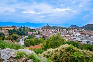 Fototapeta na wymiar Panoramic view of Plovdiv City in summer 4