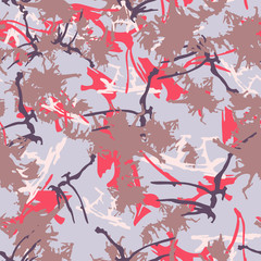 UFO camouflage of various shades of violet, red, pink and beige colors