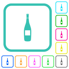 Wine bottle with label vivid colored flat icons
