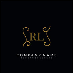 RL Initial logo. Ornament ampersand monogram golden logo