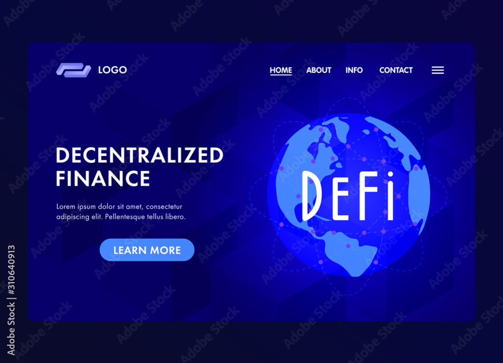 Poster defi, decentralized finance - open-source community of projects on blockchain, that develops solutio