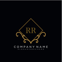 RR Initial logo. Ornament ampersand monogram golden logo