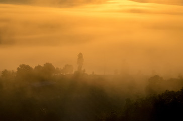 Fototapeta na wymiar In the morning, sea of the misty mountain, blur background
