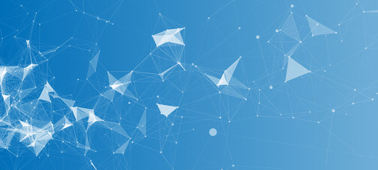 Abstract Polygonal Space Blue Background with Connecting Dots and Lines | Network - Data Visualization Vector Illustration