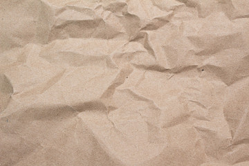 Close up of brown crumpled paper texture background.