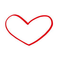 Hand drawn red heart on white background. Vector illustration. Scribble heart. Love concept for Valentine's Day