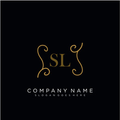 SL Initial logo. Ornament ampersand monogram golden logo