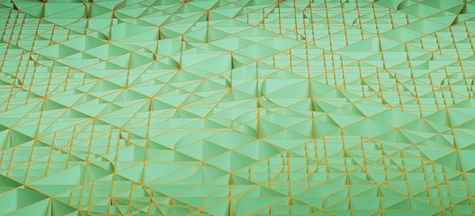 Abstract background for branding and packaging presentation. Green color  geometric pattern background. 3d rendering illustration.