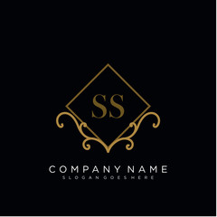 SS Initial logo. Ornament ampersand monogram golden logo