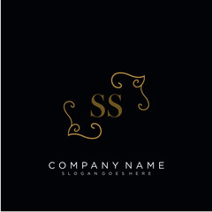 SS Initial logo. Ornament ampersand monogram golden logo