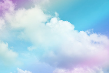 Bright sky and cloud colorful pink and blue pastel tone color.