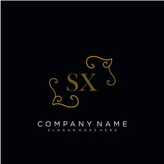 SX Initial logo. Ornament ampersand monogram golden logo