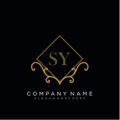 SY Initial logo. Ornament ampersand monogram golden logo