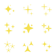 Lights stars set. Sparkles icons. Decoration twinkle, shiny flash