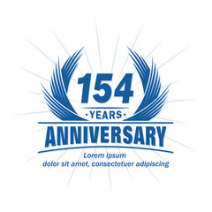 154 years logo design template. 154th anniversary vector and illustration.
