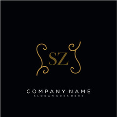 SZ Initial logo. Ornament ampersand monogram golden logo