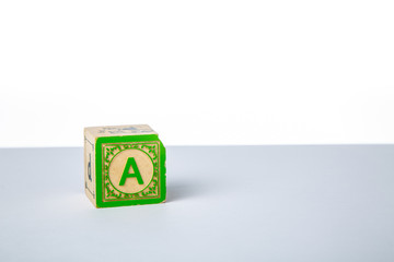 Childrens Wooden Alphabet Block Showing the Letter A