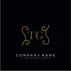 TG Initial logo. Ornament ampersand monogram golden logo