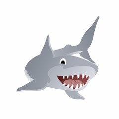 Fototapeta premium Illustration of Sharks Show Their Teeth Cartoon, Cute Funny Character, Swim in Water, Flat Design
