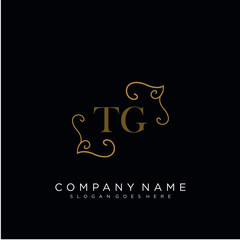 TG Initial logo. Ornament ampersand monogram golden logo