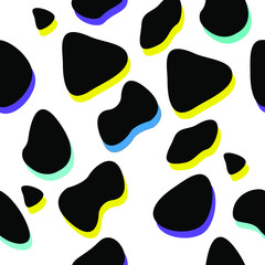 Seamless pattern in the form of spots with a colored shadow. Vector. Suitable for decorating covers, cards or backgrounds
