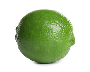 Fresh green ripe lime isolated on white