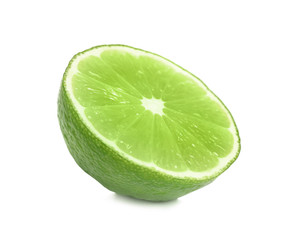 Half of fresh green lime isolated on white
