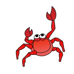 Illustration of Red Crab Cartoon, Cute Funny Character, Flat Design