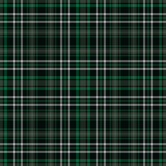 Tartan plaid green and black seamless checkered vector pattern.