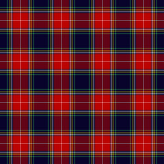 Tartan plaid blue and red seamless checkered vector pattern.
