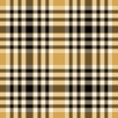 Tartan plaid yellow and black seamless checkered vector pattern.